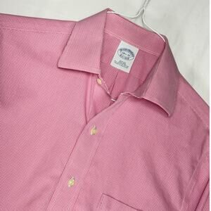 Brooks Brother Mens Shirt Pink Button‎ Up Long Sleeve Med Casual